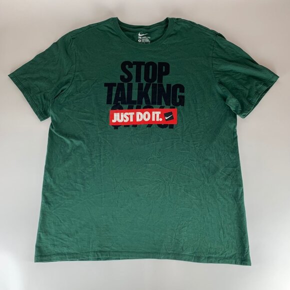 Nike Stop Talking Green Short Sleeve Crewneck Shirt Mens XL - Picture 1 of 4
